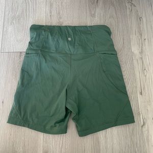 High Waisted Green Athletic Bike Running Shorts